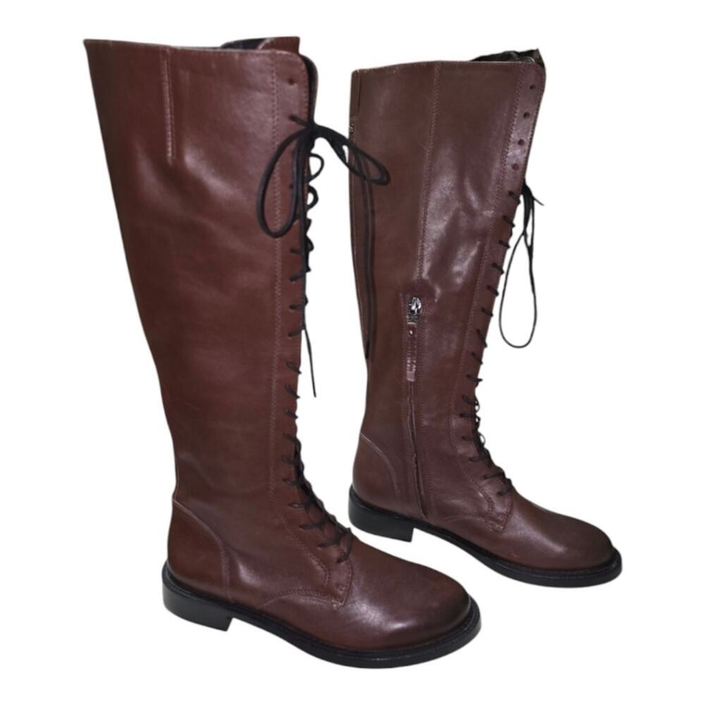 Sam Edelman Women's Nance‎ Tall Lace Up Leather Boots Brown US 6 M - Picture 10 of 14